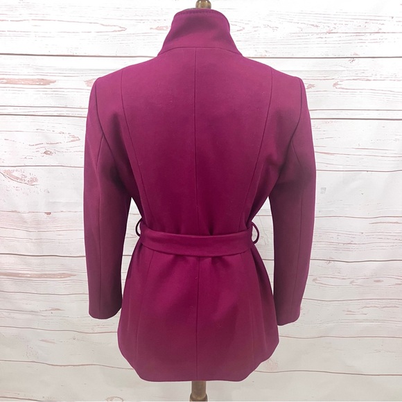 NWOT Ted Baker Magenta Berry Asymmetrical Wrap Drytaa Belted Wool Cashmere Coat - Picture 9 of 15